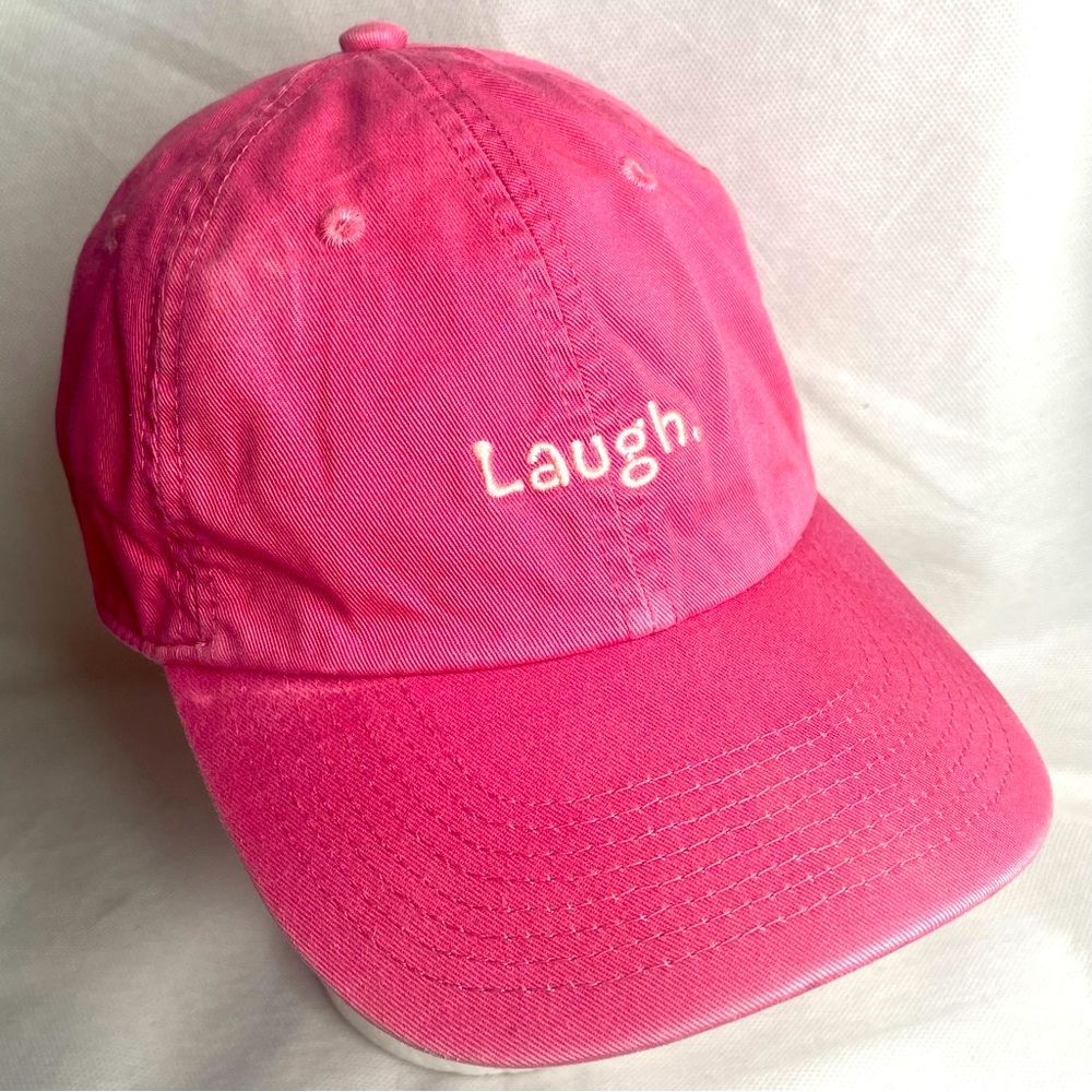 Life is Good Time to Laugh. Period Hat Pink Embroidered Adjustable Strapback Cap